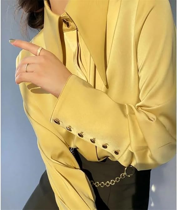 Levoire | Blouse Satine Élégante Avec Manches Distinctives Pour Femmes Jaune