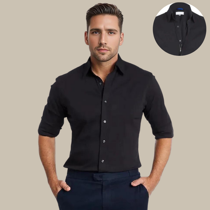 Levoire | Chemise Sans Plis Avec Fermeture Éclair noir