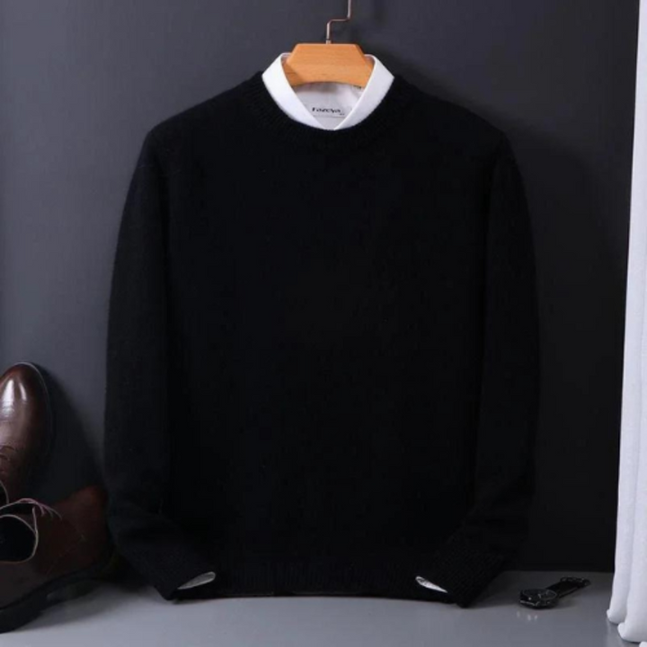 Levoire | Pull Homme En Laine Élégant V-Col Noir