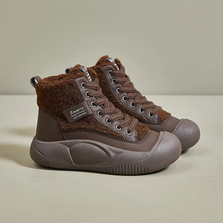 Levoire | Chaussures de cheville en polaire antidérapantes chaudes Braun