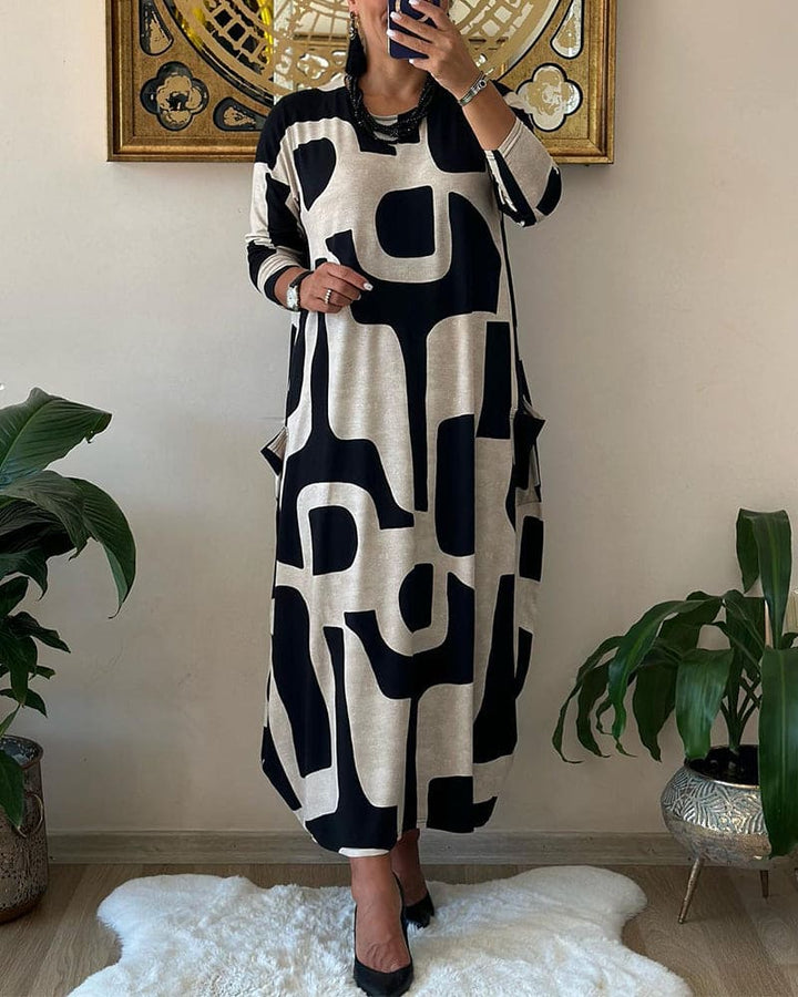 Levoire | Robe À Manches Longues Et Imprimé Noir