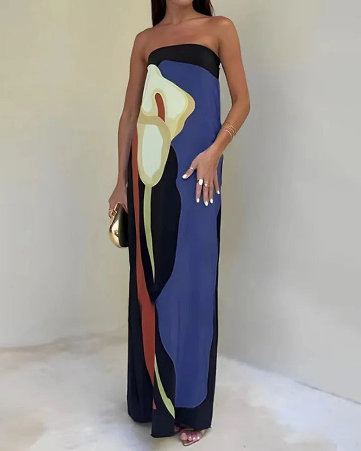 Levoire | Robe Imprimée Élégante Pour Femmes Natalie Bleu