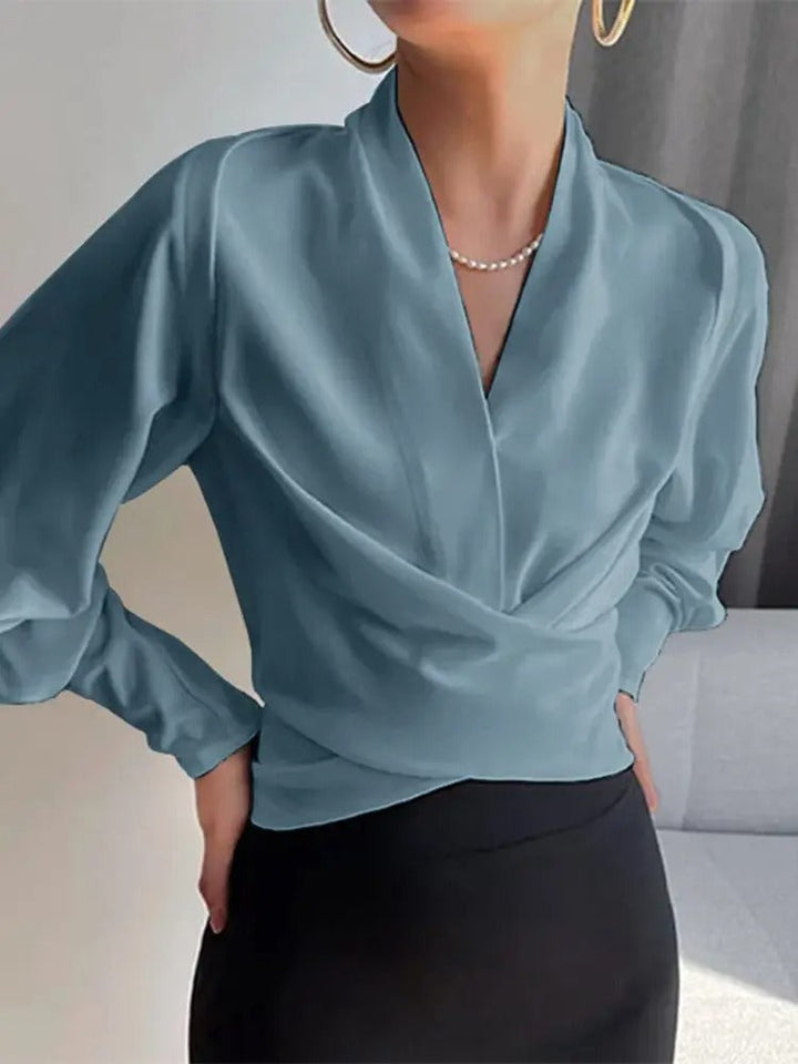 Levoire | Élégante Chemise Femme Drapée À Manches Longues