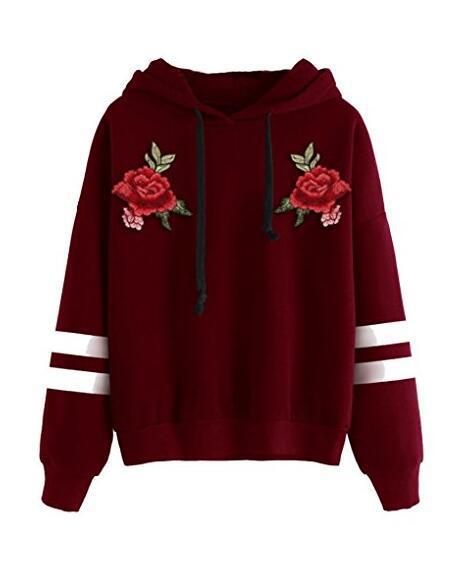 Sweat-shirt pour femmes avec broderie rose de haute qualité Levoire