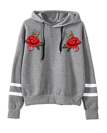 Sweat-shirt pour femmes avec broderie rose de haute qualité Levoire