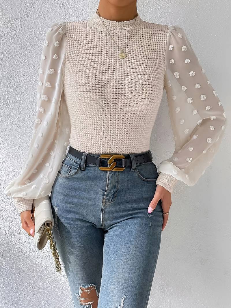 Levoire | Rennon Round Neck Shirt With Puff Sleeves Bleu