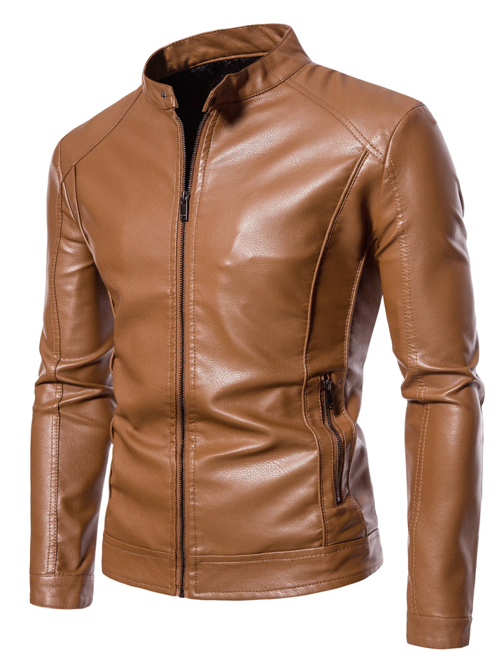 Levoire | Veste En Simili Cuir Pour Hommes Élégante Avec Doublure En Polaire Chaude Erde-jaune