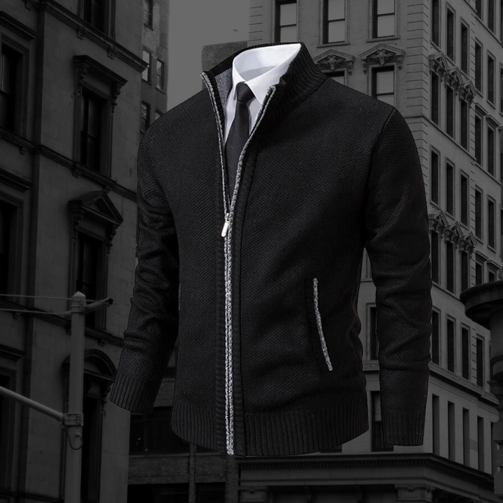 Levoire | Premium Col Roulé Cardigan Pour Hommes Noir
