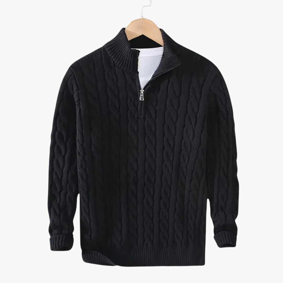 Levoire | Pull En Laine À Motif Letti Avec Zip Musta