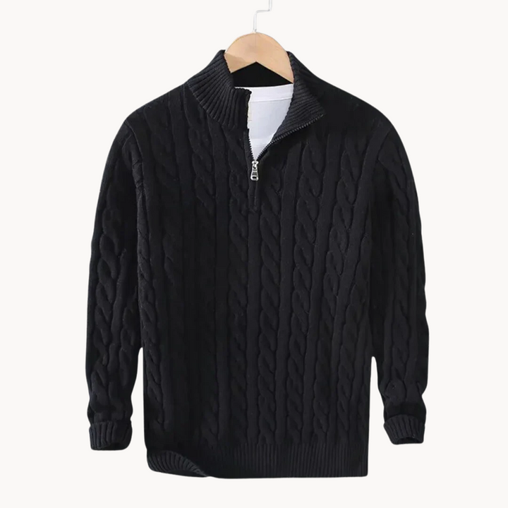 Levoire | Pull En Laine À Motif Letti Avec Zip Musta