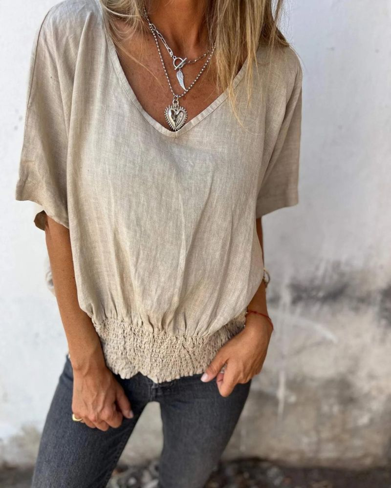 Levoire | T-Shirt Ajusté À Encolure En V Abricot