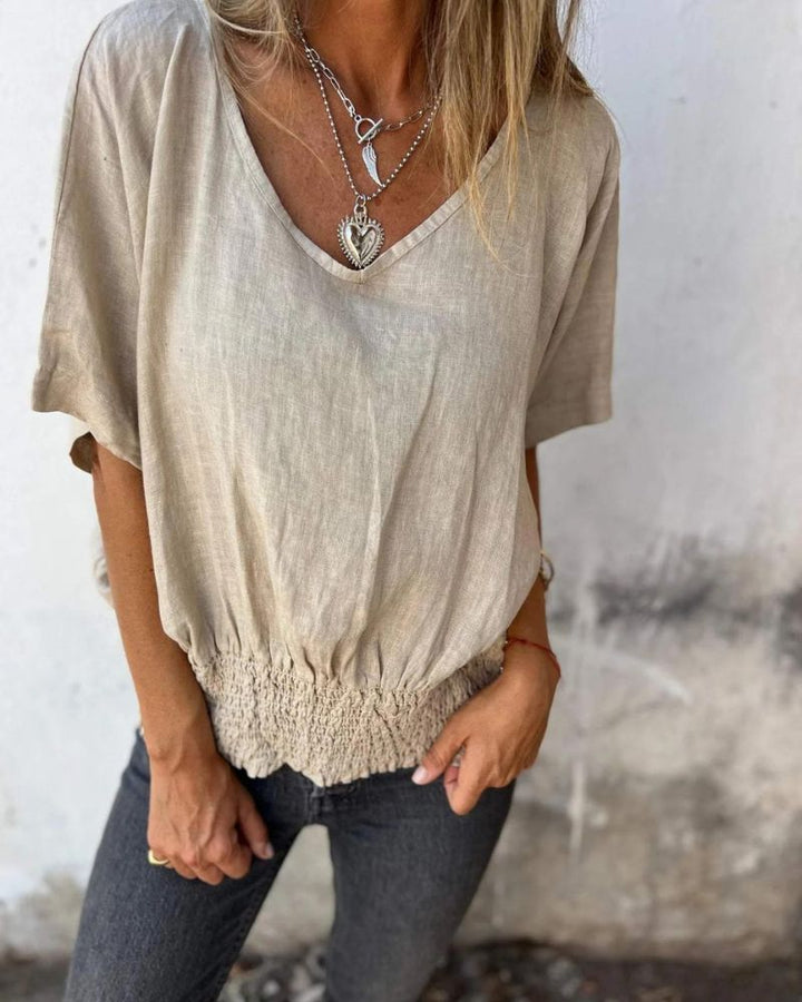 Levoire | T-Shirt Ajusté À Encolure En V Abricot
