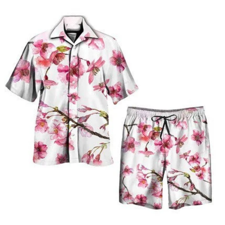 Levoire | Ensemble d'été deux pièces pour hommes Blanc Rose