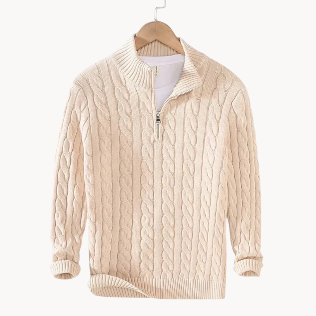 Levoire | Pull En Laine À Motif Letti Avec Zip Beige