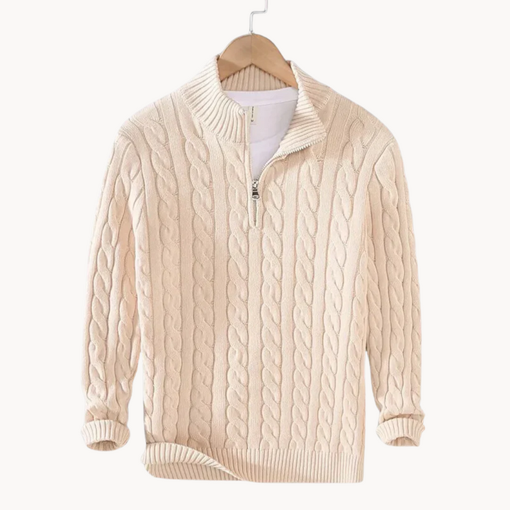 Levoire | Pull En Laine À Motif Letti Avec Zip Beige