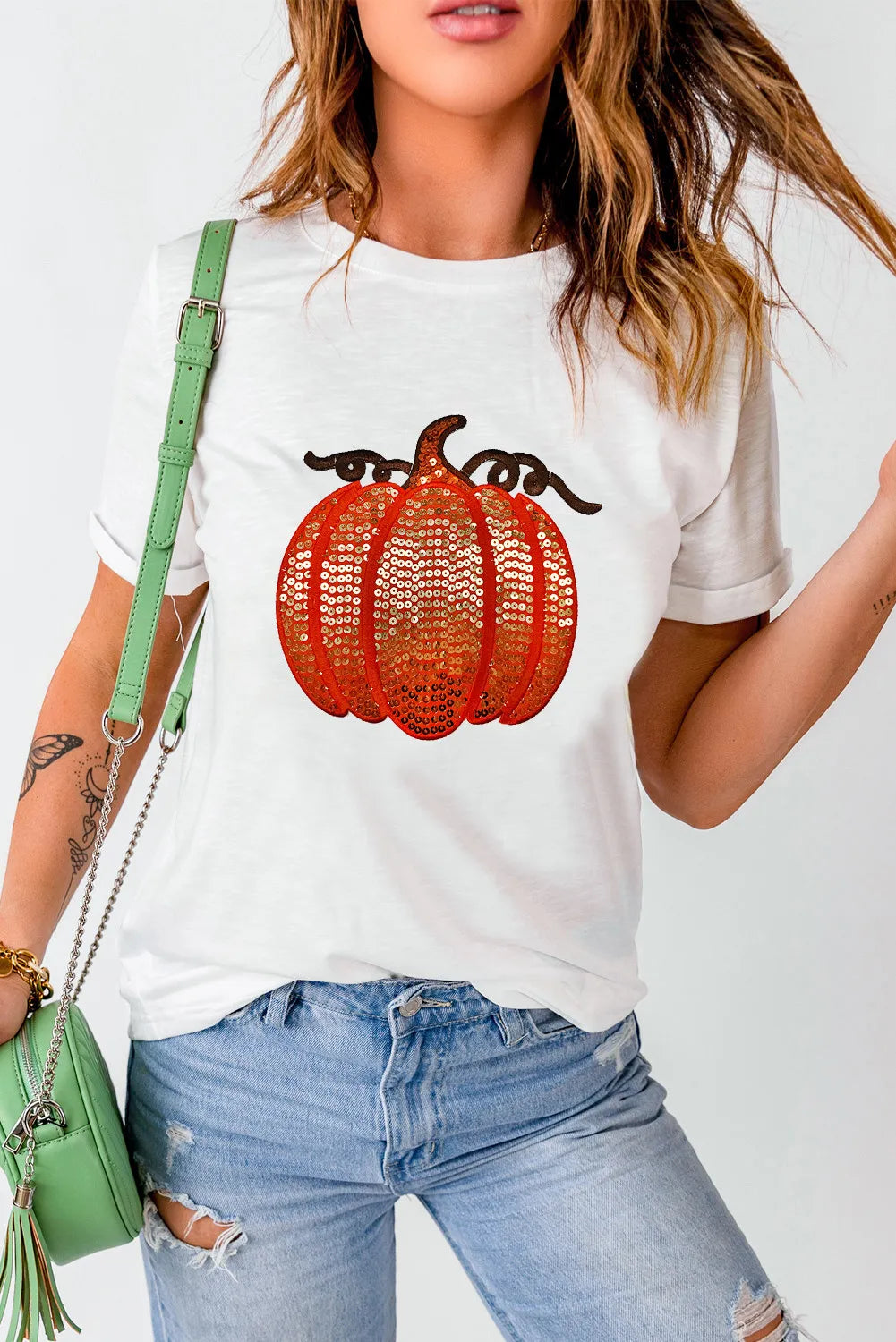 Levoire | Robe à paillettes longue avec décolleté rond à manches courtes T-shirt