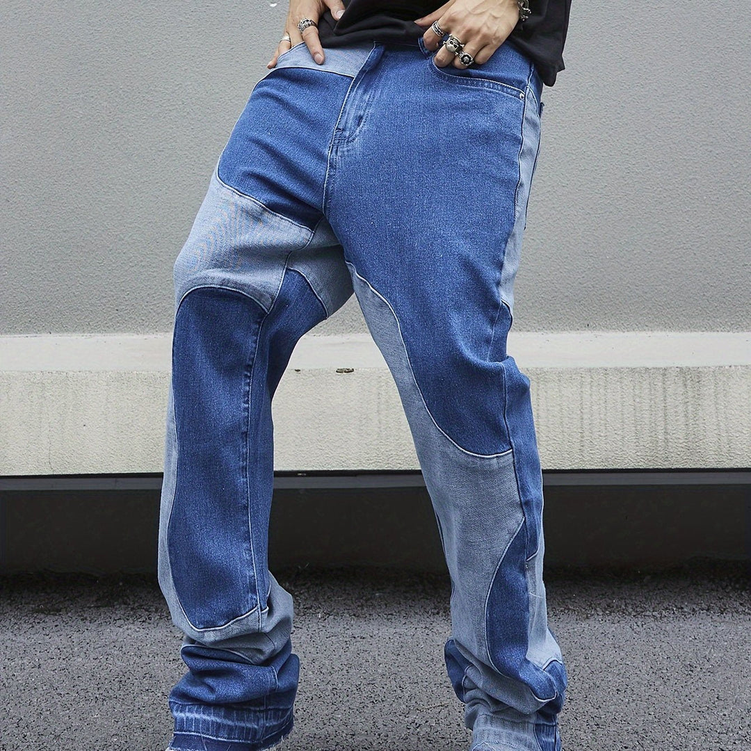 Levoire | Rennon Patches Denim Bootcut Jeans Homme Bleu