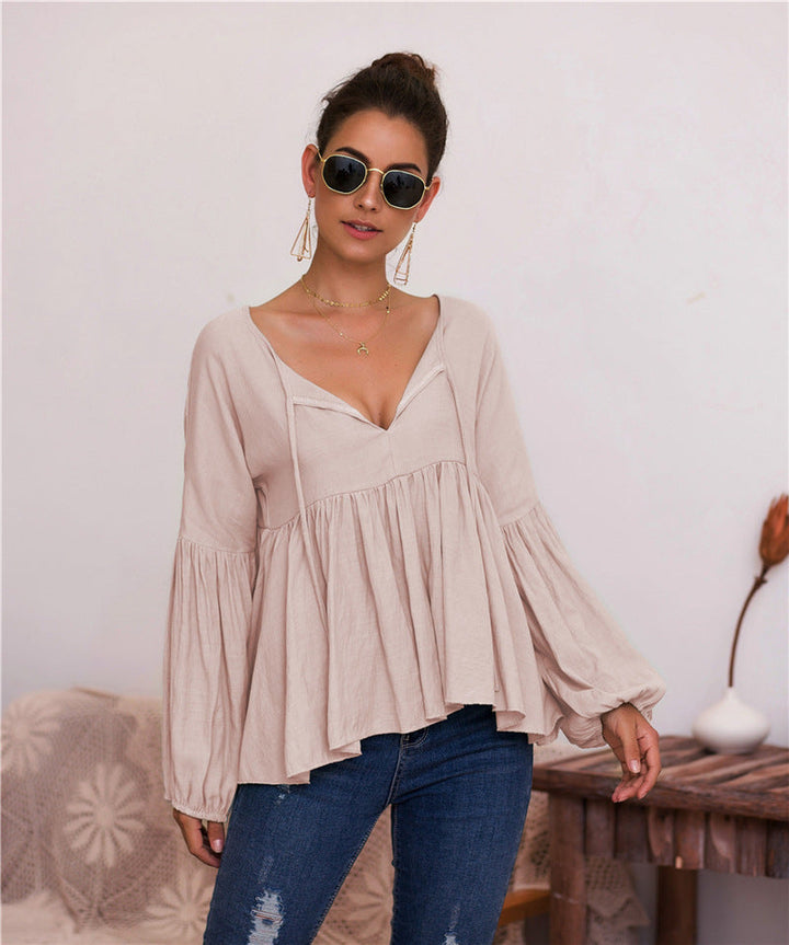 Levoire | Puffihihat V-Col T-Shirt Abricot