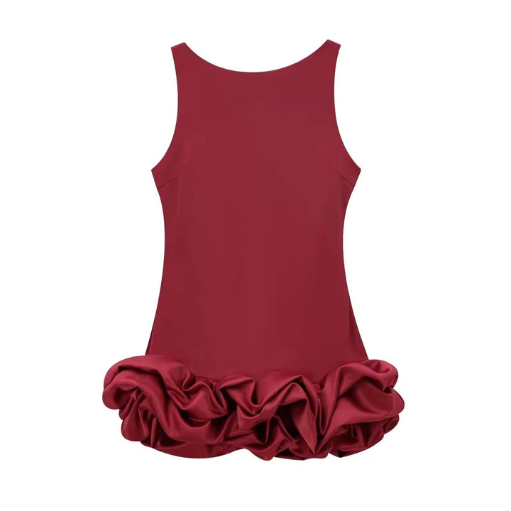 Levoire | Robe Courte Avec Détails Froncés Rouge foncé