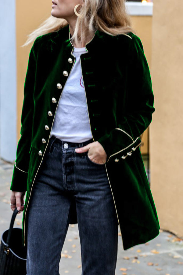 Levoire | Veste En Velours Réversible Avec Look Militaire Pour Femmes Vert