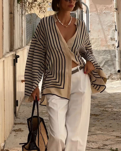 Levoire | Chemise Décontractée À Manches Raglan À Rayures Polyvalente