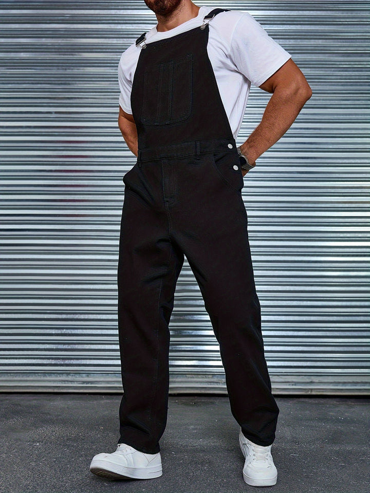 Levoire | Slim Fit Denim Overall Dans Une Couleur Unie Noir