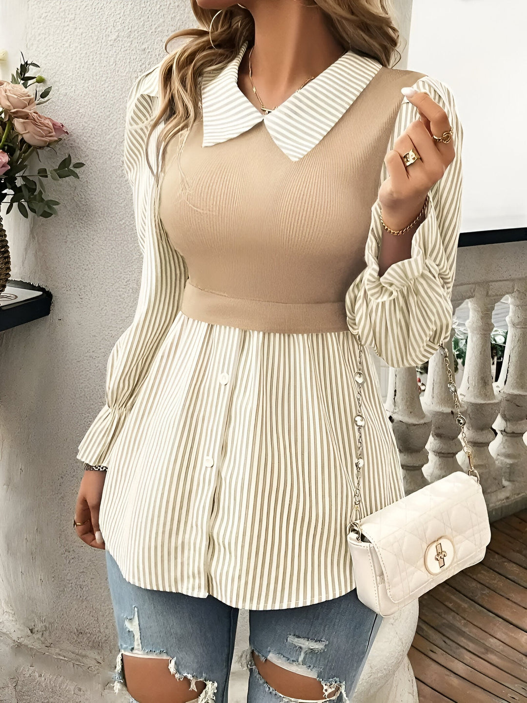 Levoire | Chemise Élégante À Rayures Braun