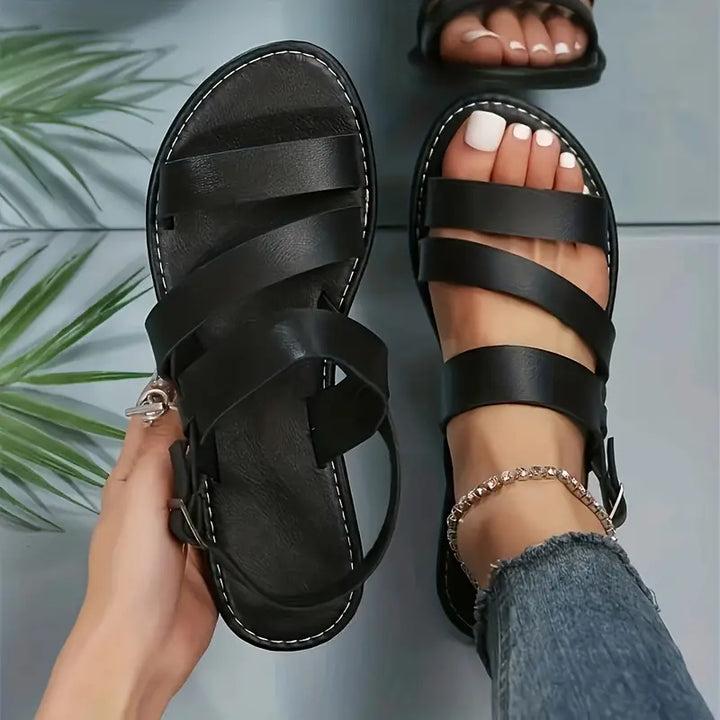 Levoire | Sandales Plates À La Mode Pour Femmes Noir
