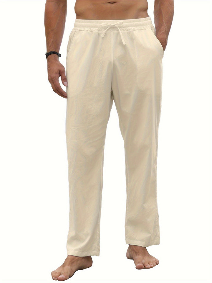 Levoire | Pantalons Décontractés Pour Hommes En Coton Et Lin Couleur kaki