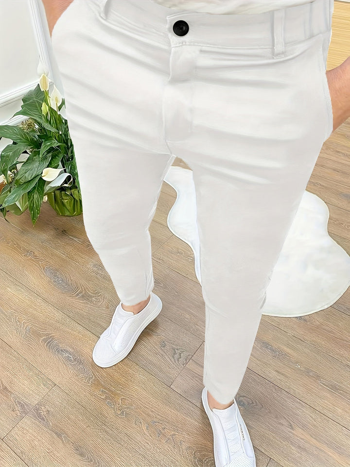 Levoire | Skinny Fit Pantalons Pour Hommes Avec Détails Zippés En Couleur Unie Blanc