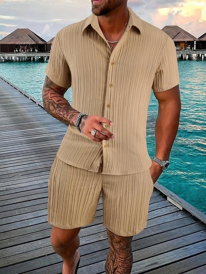 Levoire | Chemise À Manches Courtes Unie Pour Homme Abricot
