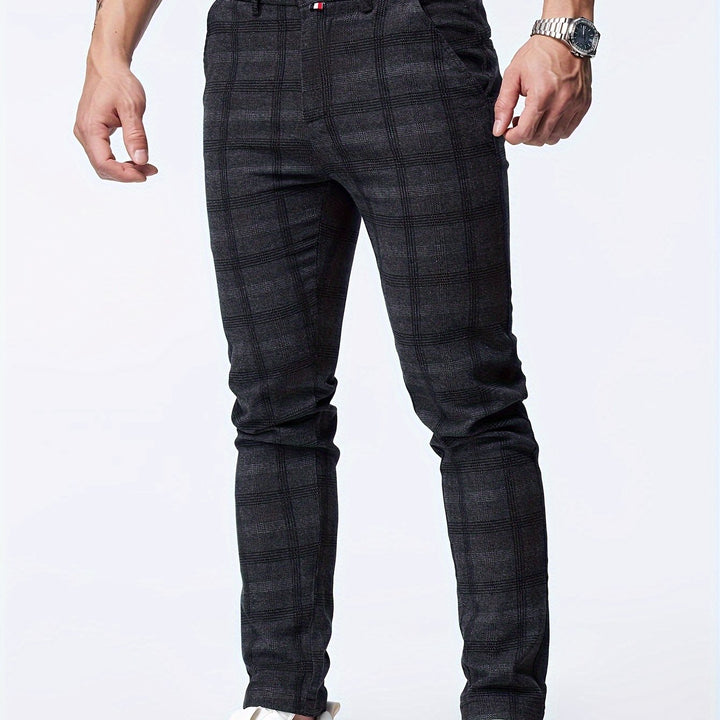 Levoire | Pantalons Décontractés Slim Fit À Motifs Pour Hommes Noir