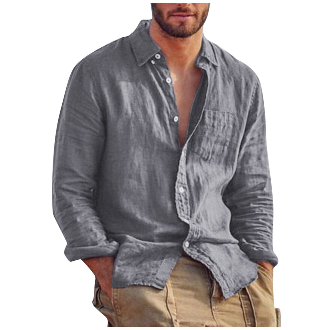 Levoire | Chemise En Lin À Col En V Homme gris