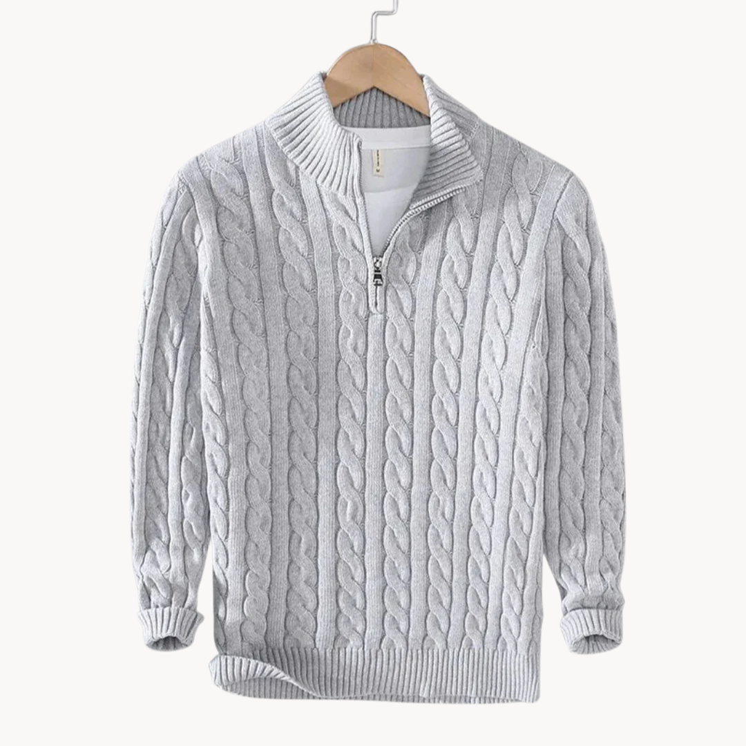 Levoire | Pull En Laine À Motif Letti Avec Zip Harmaa