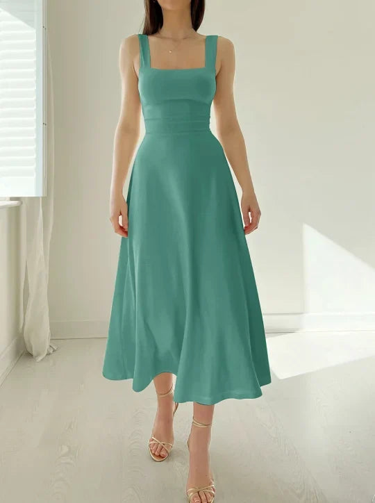Levoire | Robe midi réversible Audrey en bambou biologique avec poches Vert sauge profond