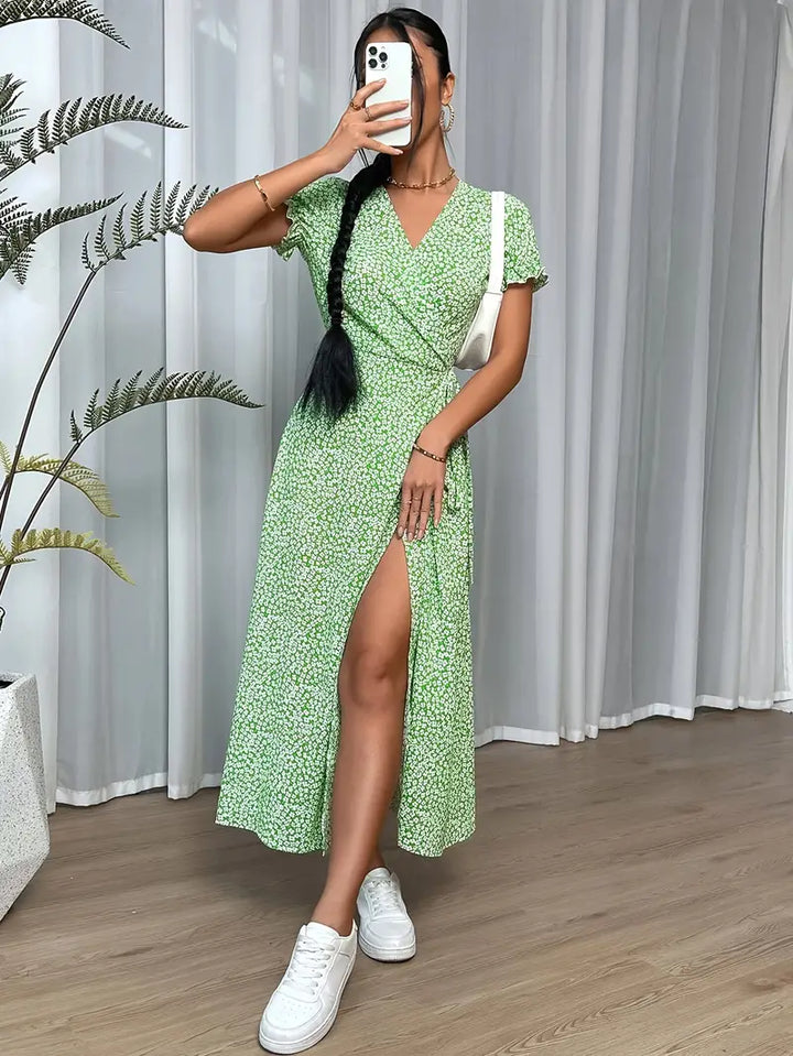Levoire | Robe À Manches Courtes Polyvalente Pour Le Printemps Et L'Été Vert clair