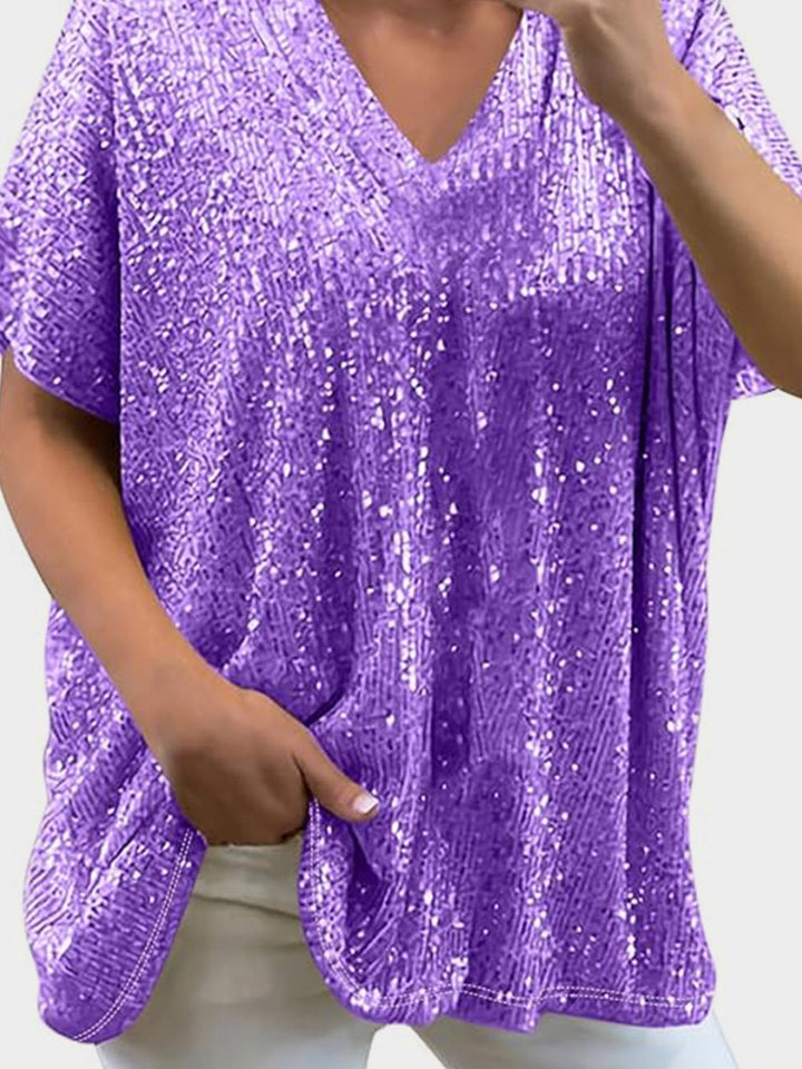 Levoire | Haut À Manches Courtes Et Col Pailleté Lilas