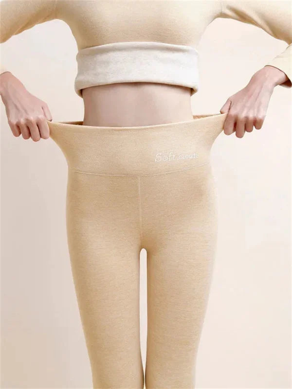 Levoire | Leggings Amincissants avec Doublure en Polaire et Ajustement Confortable pour Femmes Beige