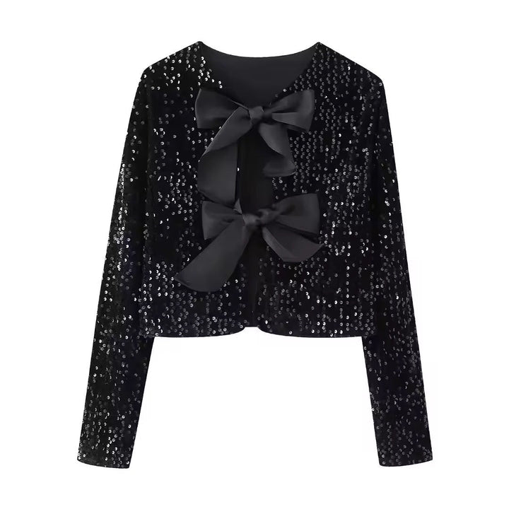 Levoire | Veste À Paillettes Avec Détails En Nœud Noir