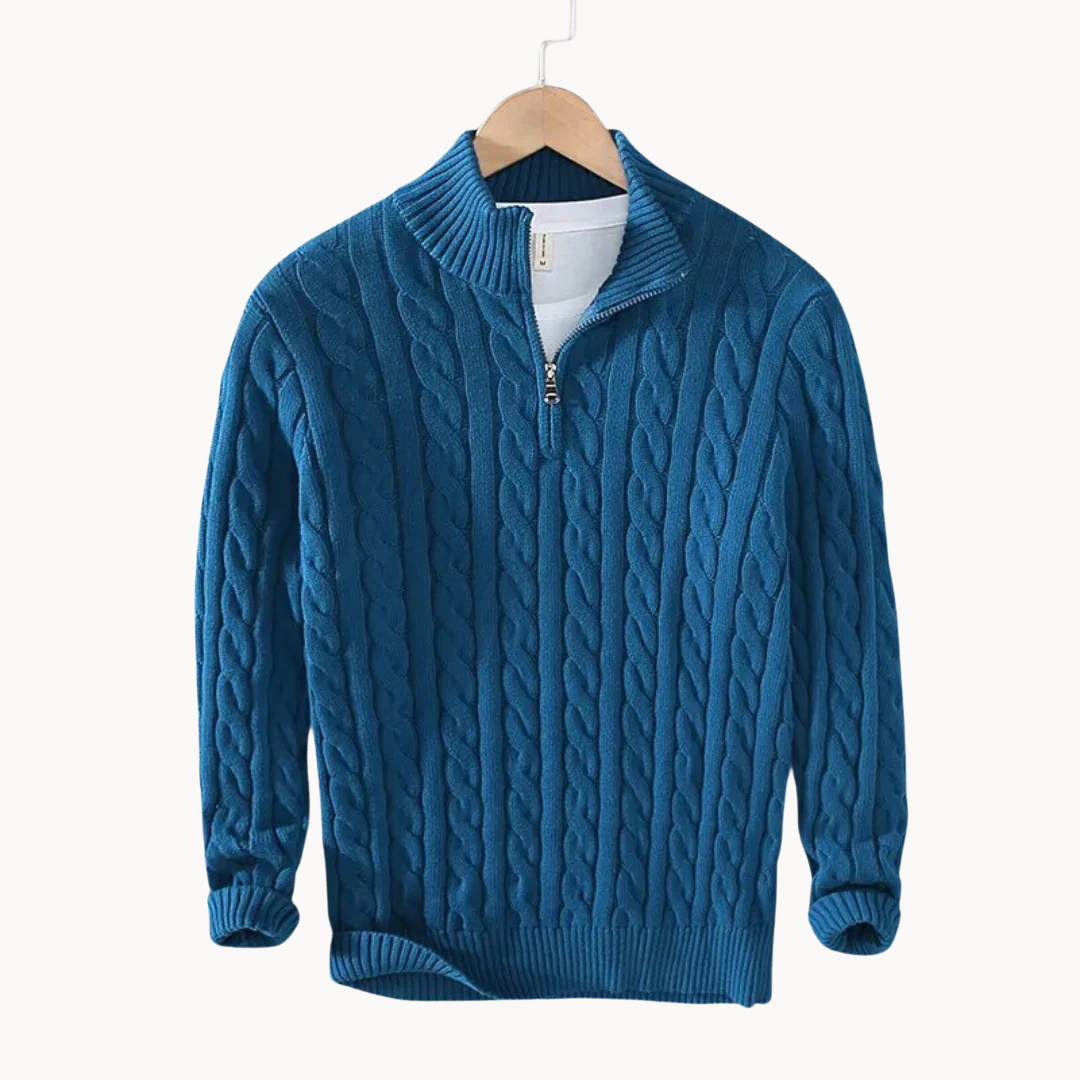 Levoire | Pull En Laine À Motif Letti Avec Zip Sininen