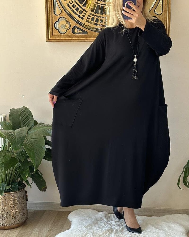 Levoire | Robe Décontractée Unie Avec Col Rond