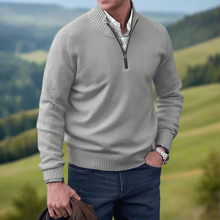 Levoire | Pull Doux En Optique Cachemire Avec Fermeture Éclair Gris clair