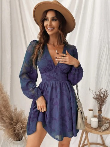 Levoire | Robe En Satin Délicat À Manches Courtes Bleu marine