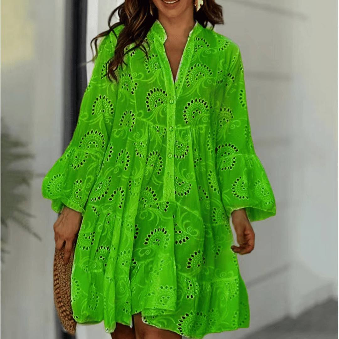 Levoire | Robe Élégante Brodée Vert