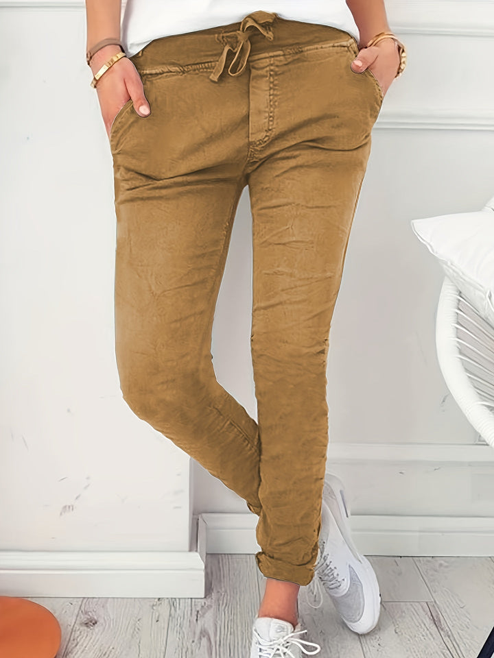 Levoire | Pantalon Uni De Couleur Avec Cordon Couleur kaki