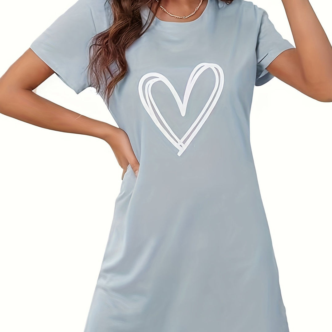 Levoire | Chemise De Nuit Avec Impression De Cœurs Et Manches Courtes Bleu clair