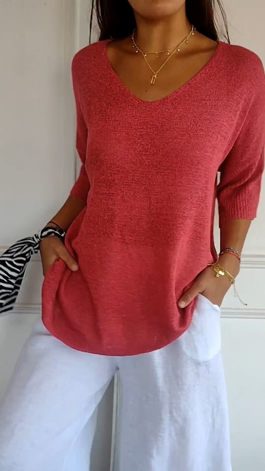 Levoire | Haut confortable à décolleté en V Rot