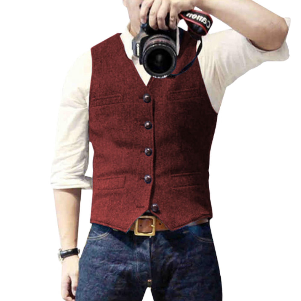Levoire | Gilet élégant pour hommes en look denim Rot