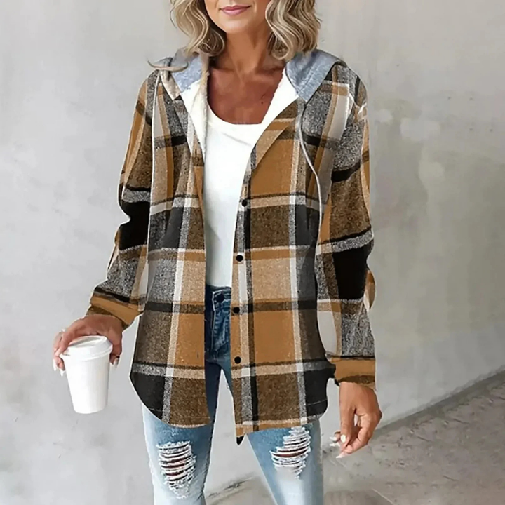 Levoire | Veste À Capuche À Carreaux Au Look Décontracté Moderne Braun
