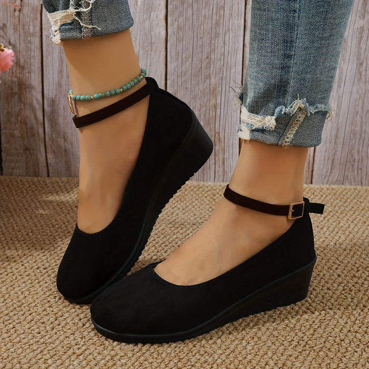 Levoire | Femme Classiques Mocassins À Talon Wedge Avec Semelle En Pu Confortable Noir